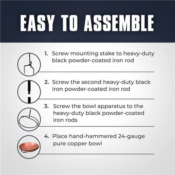 Hand Hammered Pure Copper Standing BirdBath Feeder Bowl Detachable Outdoor Decor - Picture 4 of 7